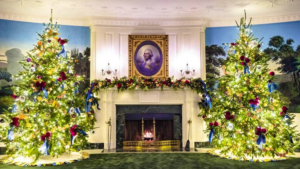 Magnificent Christmas trees decorate the White House.
