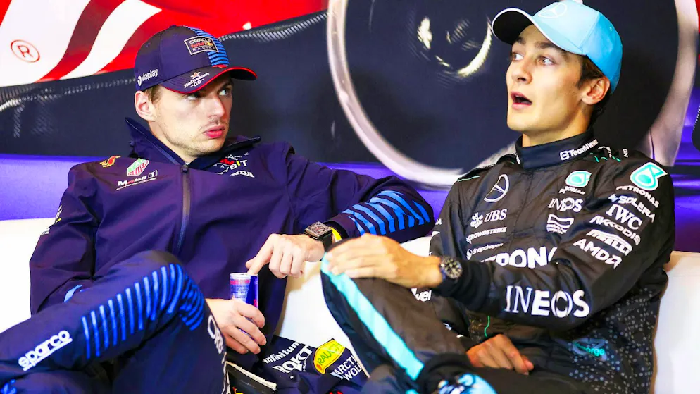 Max Verstappen is annoyed by George Russell's behavior.