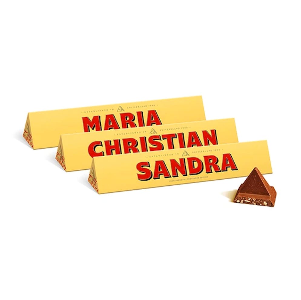 7 Geschenkideen fürs Schwiegermami und den Schwiegerpapi. Toblerone-Schoggi mag doch jeder. Auf Geschenkidee.ch gibts eine personalisierte Version für 14.95 Franken.