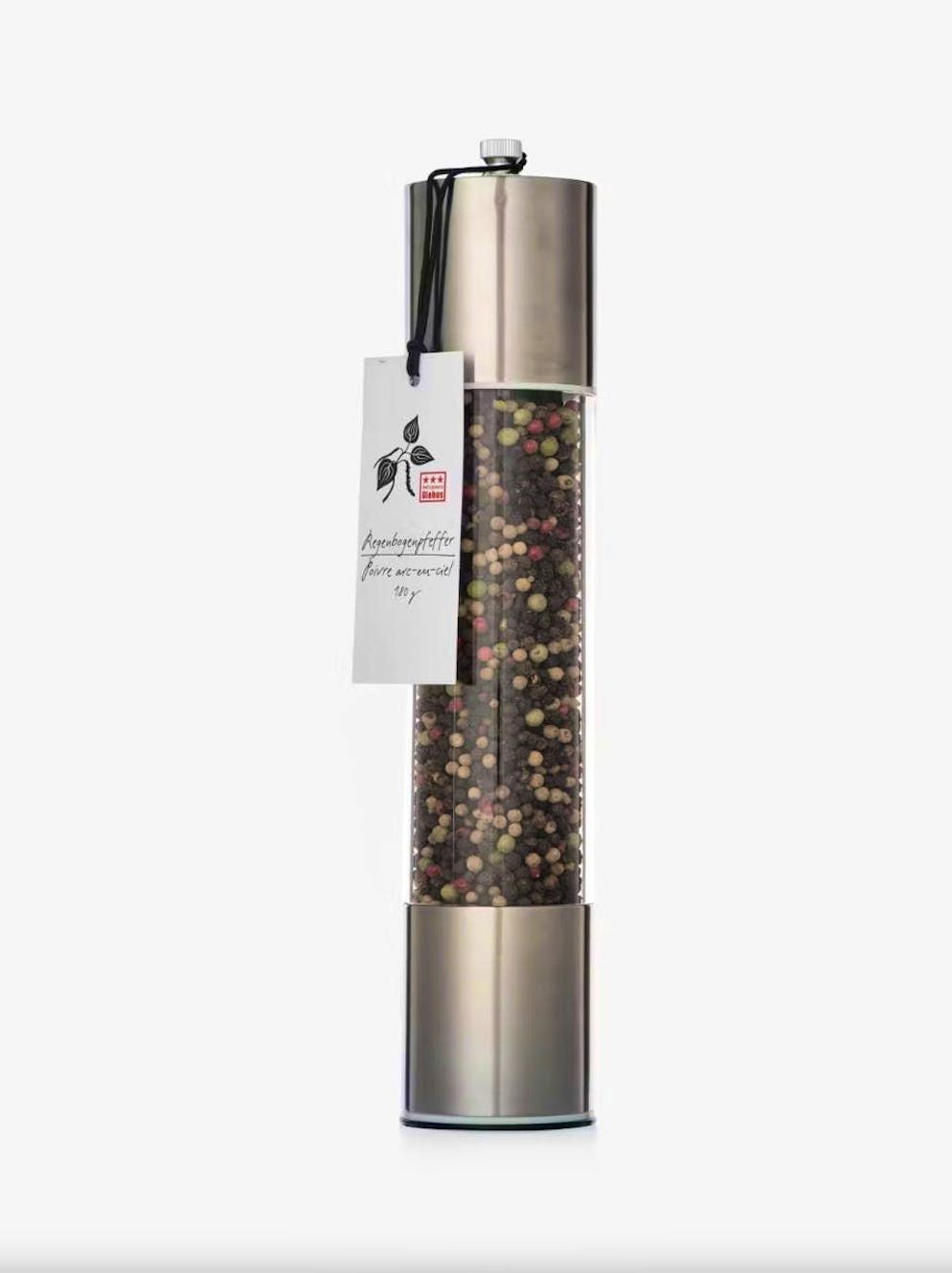 7 gift ideas for your better half. If life lacks spice: pepper mill filled with rainbow pepper from Delicatessa for 28.80 francs, via Globus.