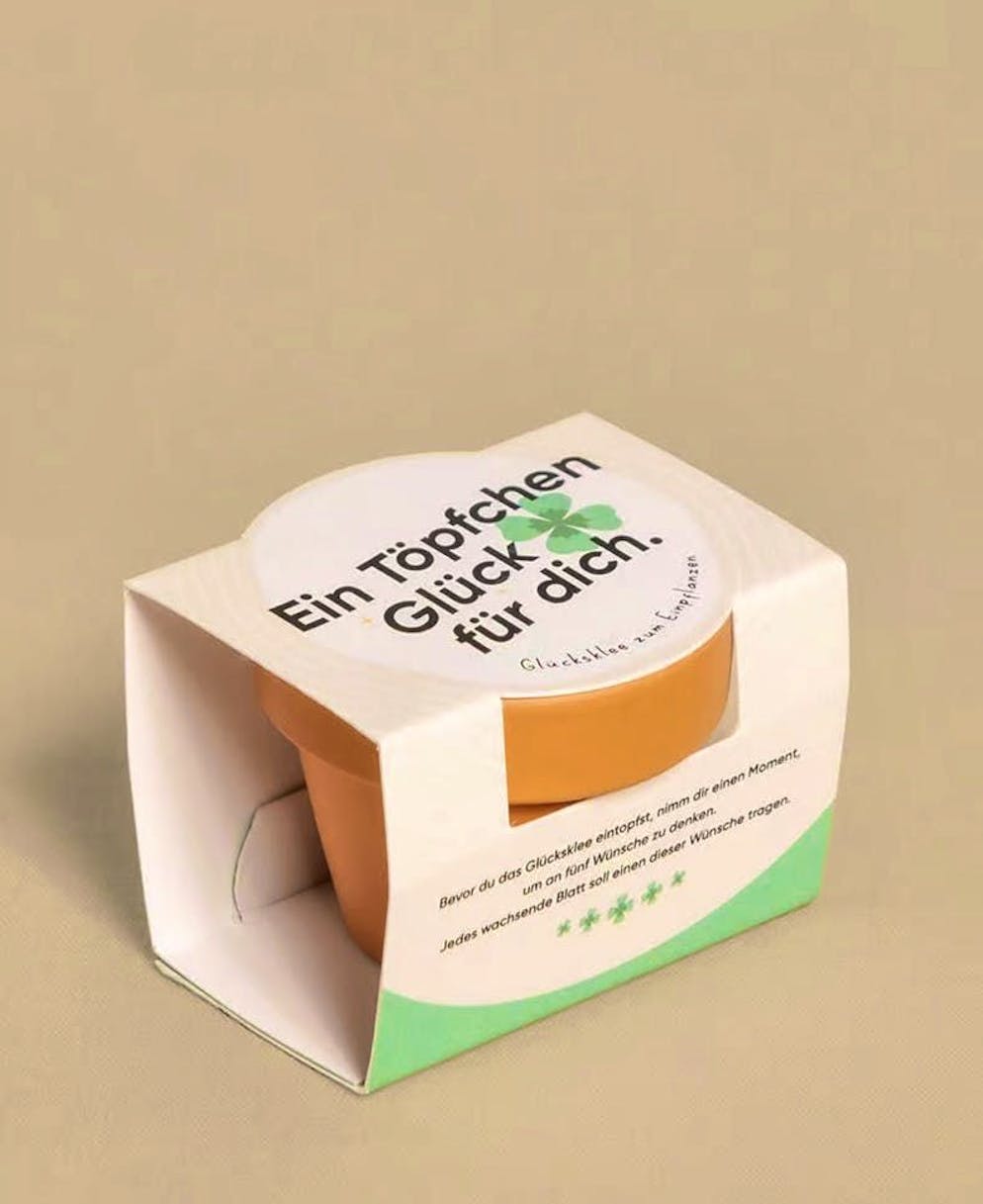 7 gift ideas for your better half. "A little pot of happiness for you" from Feey for 8.90 francs.