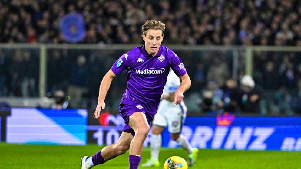 Edoardo Bove in the opening minutes of the game before collapsing