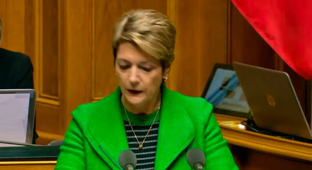 Karin Keller-Sutter during the debate on Tuesday.