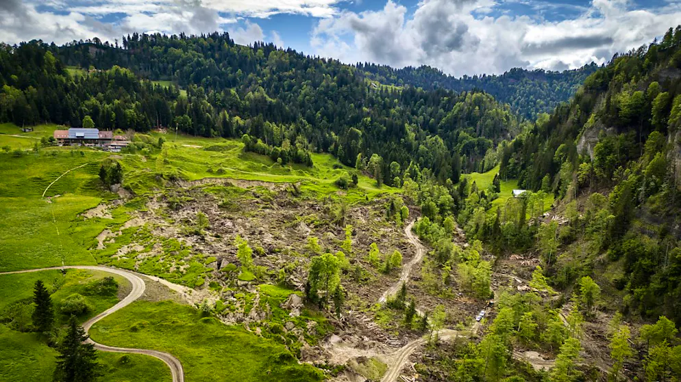 Ein Hangrutsch im Gebiet Bramboden im Entlebuch. (Archivaufnahme)