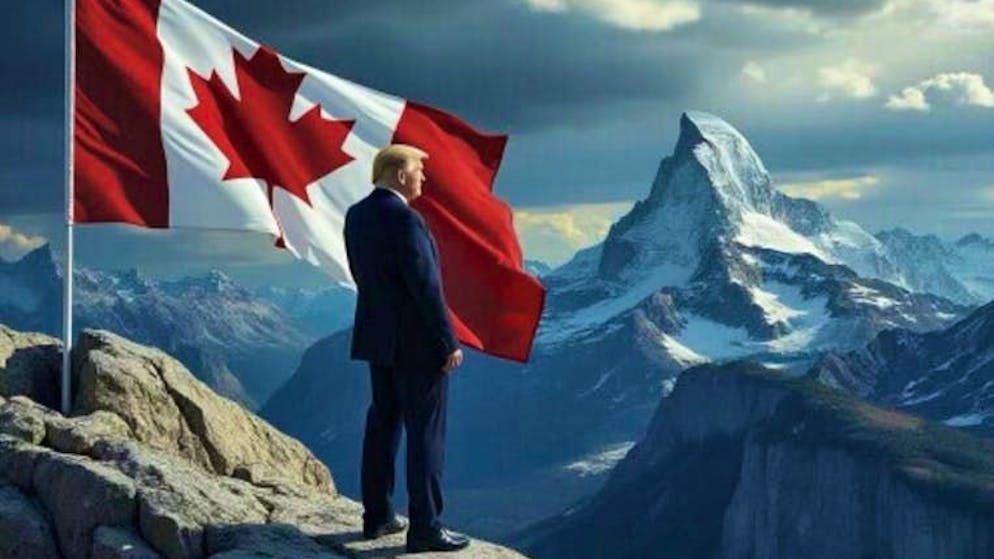 Trump with the Canadian flag.