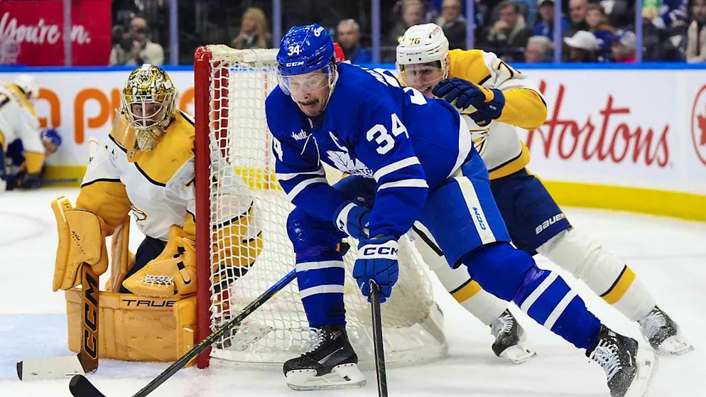 Auston Matthews in the danger zone for the Nashvlle Predators