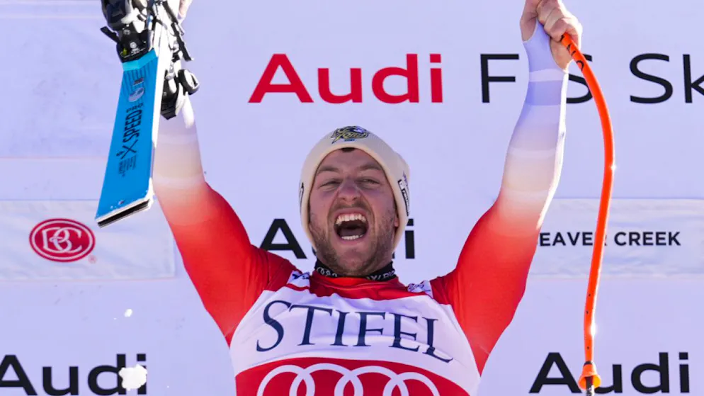 Ein erster Sieg als Entschädigung - Gallery. Berechtigte Freue pur: Justin Murisier nach seinem ersten Weltcup-Sieg