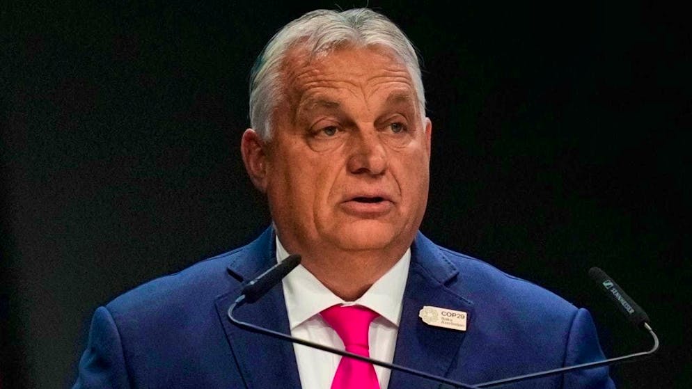 ARCHIVE - Viktor Orban, Prime Minister of Hungary, speaks during a plenary session at the COP29 Climate Change Conference. Photo: Rafiq Maqbool/AP/dpa