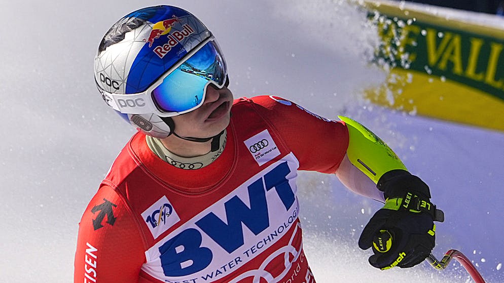 Marco Odermatt musste im Ziel erst einmal durchatmen.