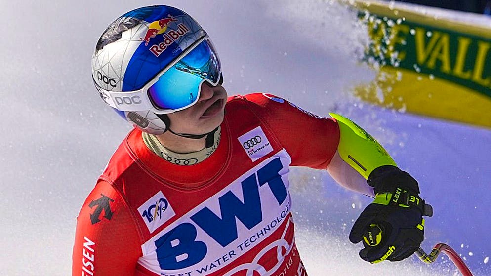 Marco Odermatt ha dovuto fare un respiro profondo al traguardo.