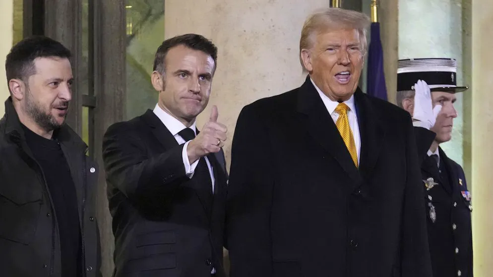 Von links: Wolodymyr Selenskyj, Emmanuel Macron und Donald Trump am 7. Dezember in Paris.