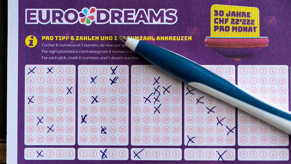 Eine Person hat an der Ziehung von Eurodreams von Montagabend eine monatliche Zahlung von 2222 Franken während fünf Jahren gewonnen. (Archivbild)