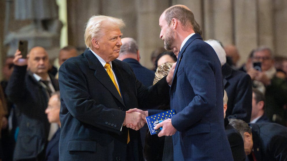 Donald Trump und Prinz William reichen sich in der Notre Dame die Hand – nach dem Anlass sprachen sie noch rund 40 Minuten privat miteinander.