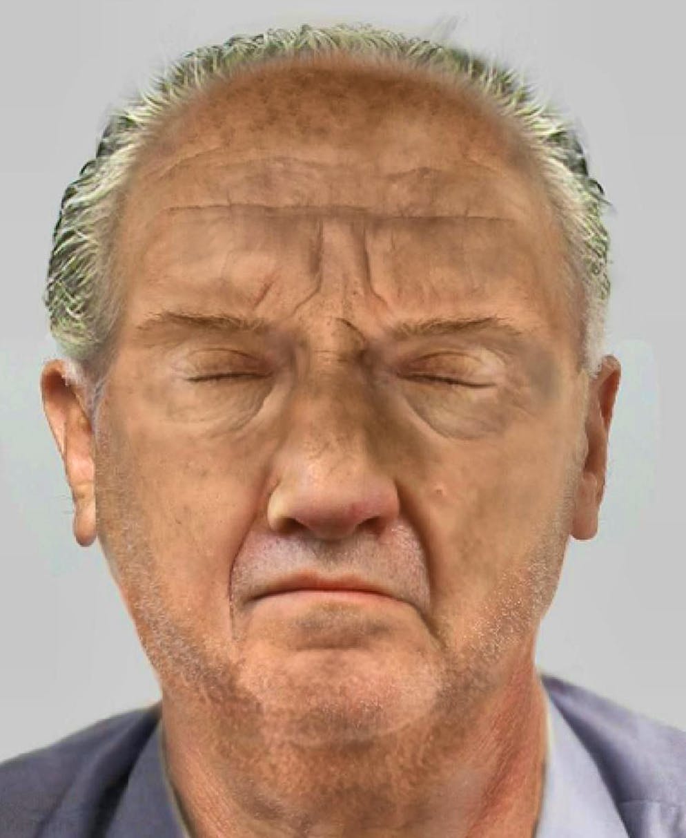 The man whose face was reconstructed in this picture died in 2011.