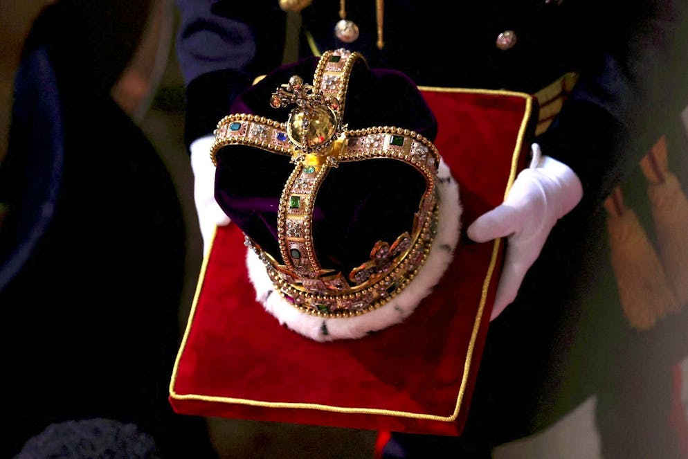 King Charles: Afraid the crown would wobble. The Edwardian Crown is significantly heavier than the more commonly used State Crown. (archive picture)