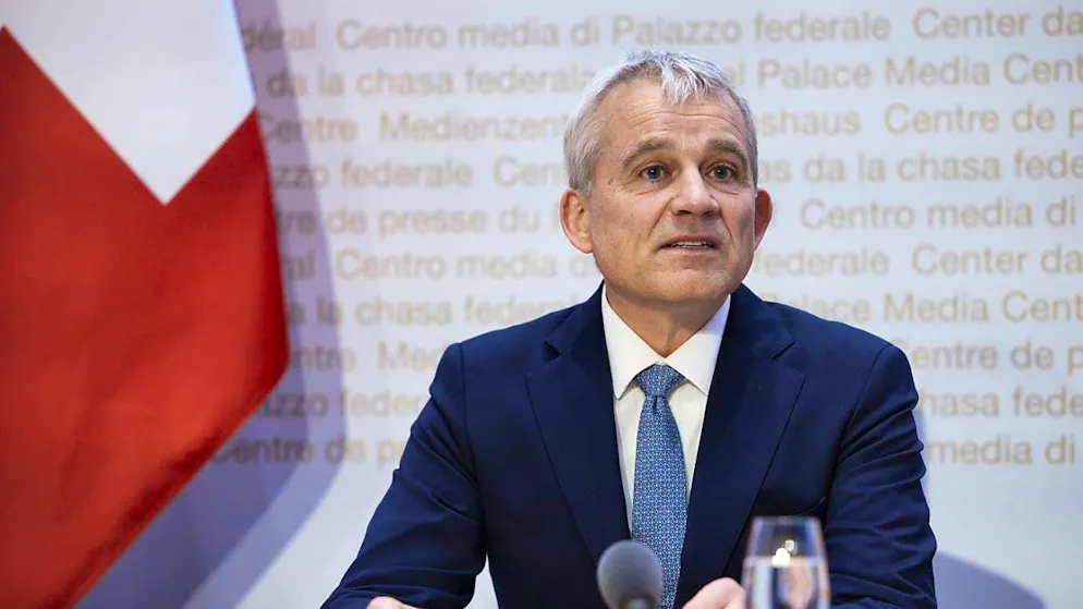 Justice Minister Beat Jans in February at the media conference on the occasion of the opening of the consultation on the federal law banning Hamas.