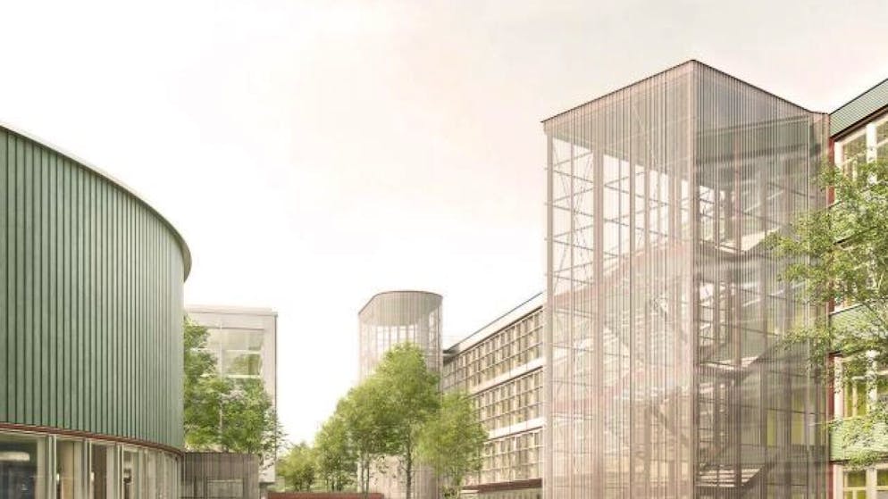 Diese Visualierung zeigt den geplanten Ersatzneubau der Sekundarschule Allschwil BL.