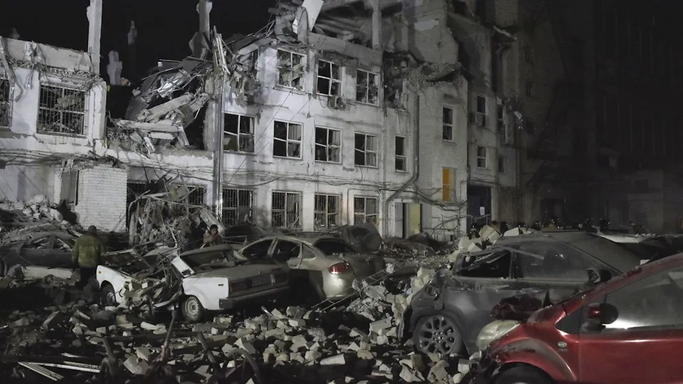 Die am Dienstag bei einem russischen Raketenangriff zerstörte Klinik in  Saporischschja.