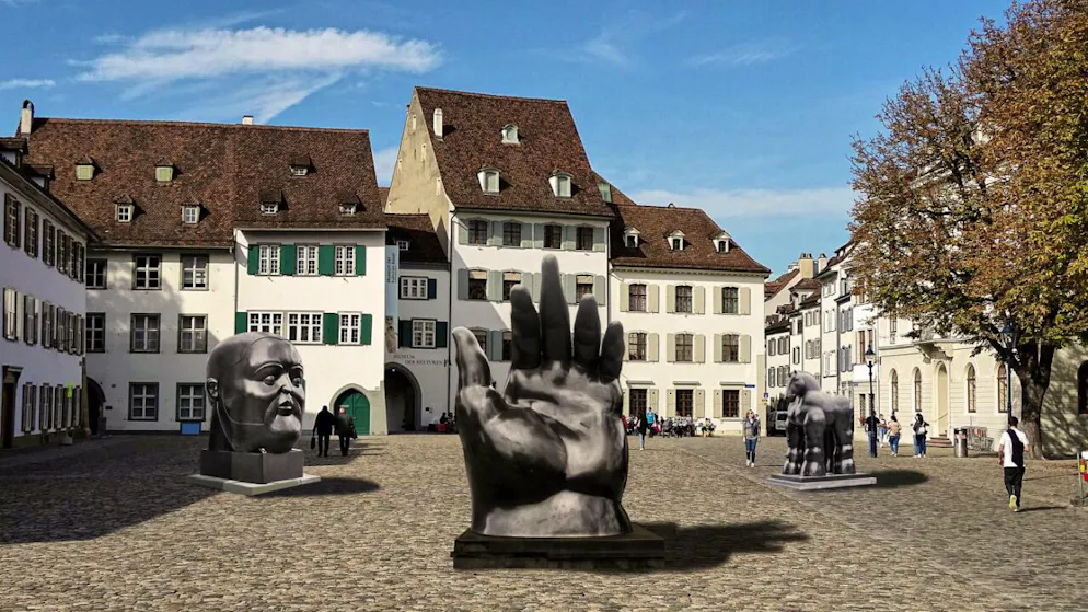 Diese Visualisierung zeigt, wie die Ausstellung mit den Botero-Werken in Basel aussehen könnte.