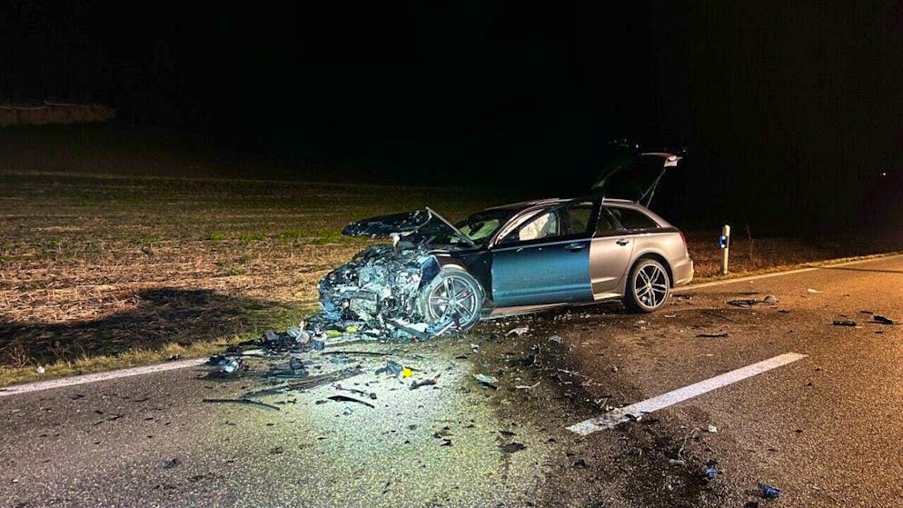 The three people in the car, including a five-year-old child, escaped with minor injuries.