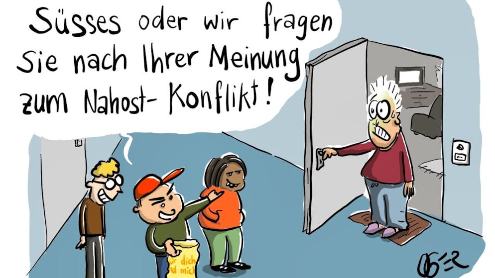 Mit dem Swiss Cartoon Award 2024 ausgezeichnet: die Pressezeichnung zum Nahostkonflikt von Zeichner Oger.