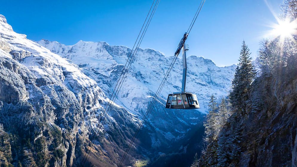 Die neue Pendelbahn zwischen Stechelberg und Mürren verfügt über einen besonders langen Gehängearm.