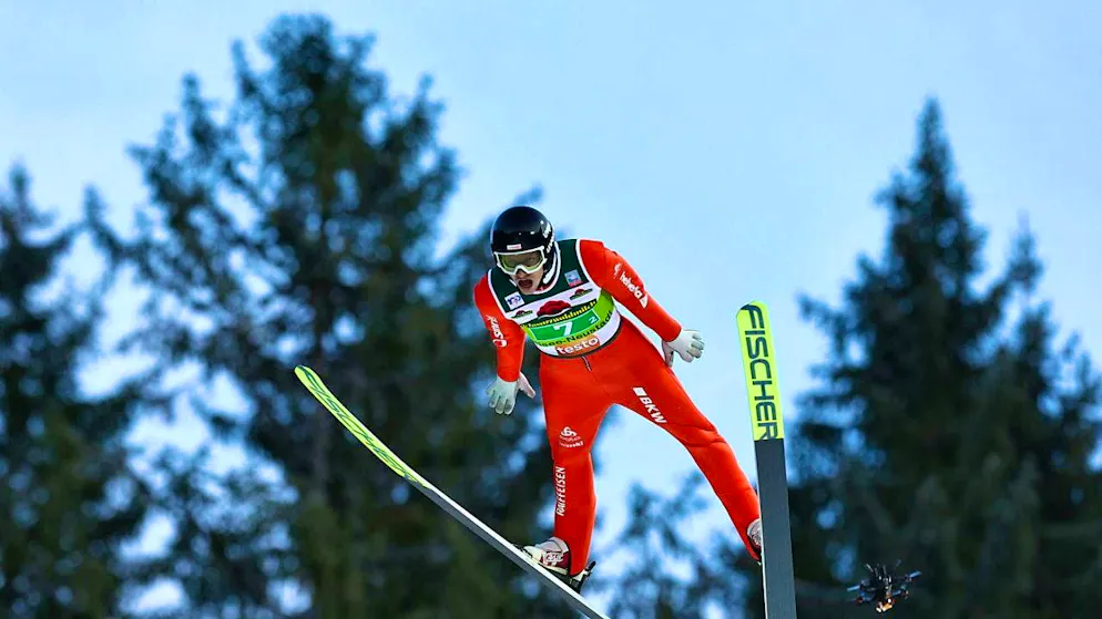 Gregor Deschwanden jumps onto the podium for the second time in a week
