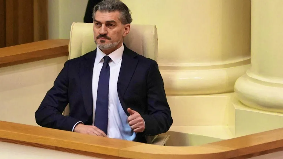 The newly elected Georgian President Mikhail Kavelashvili takes part in a session of the Georgian parliament. Photo: Uncredited/AP/dpa