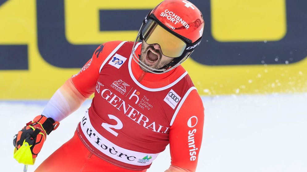 Loïc Meillard fährt beim Slalom von Val d'Isère auf den dritten Rang.