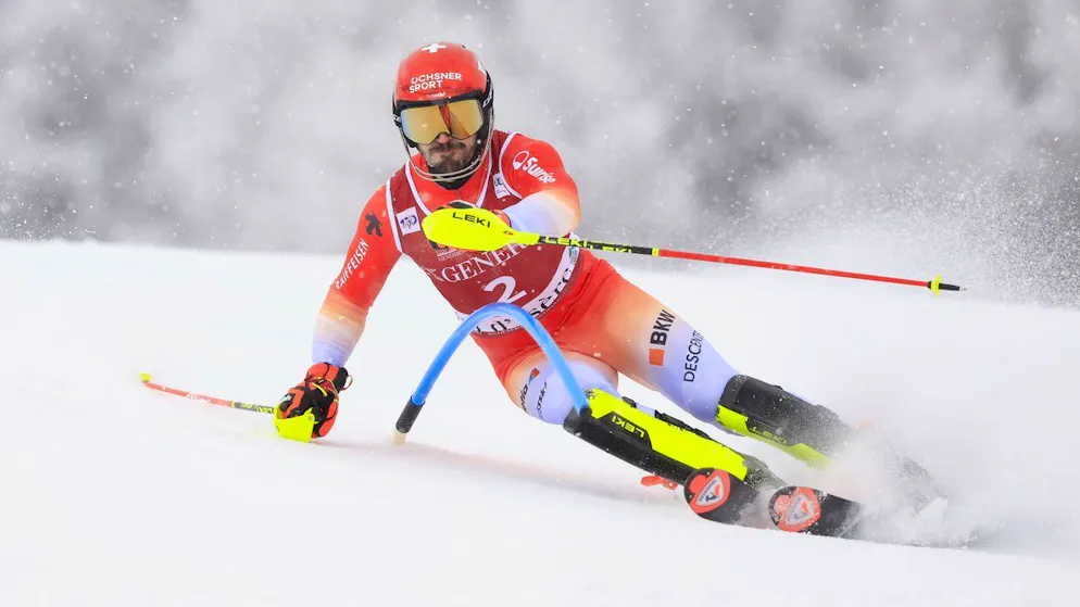 Val d'Isère. Amiez en tête devant son public, Meillard dans la même seconde