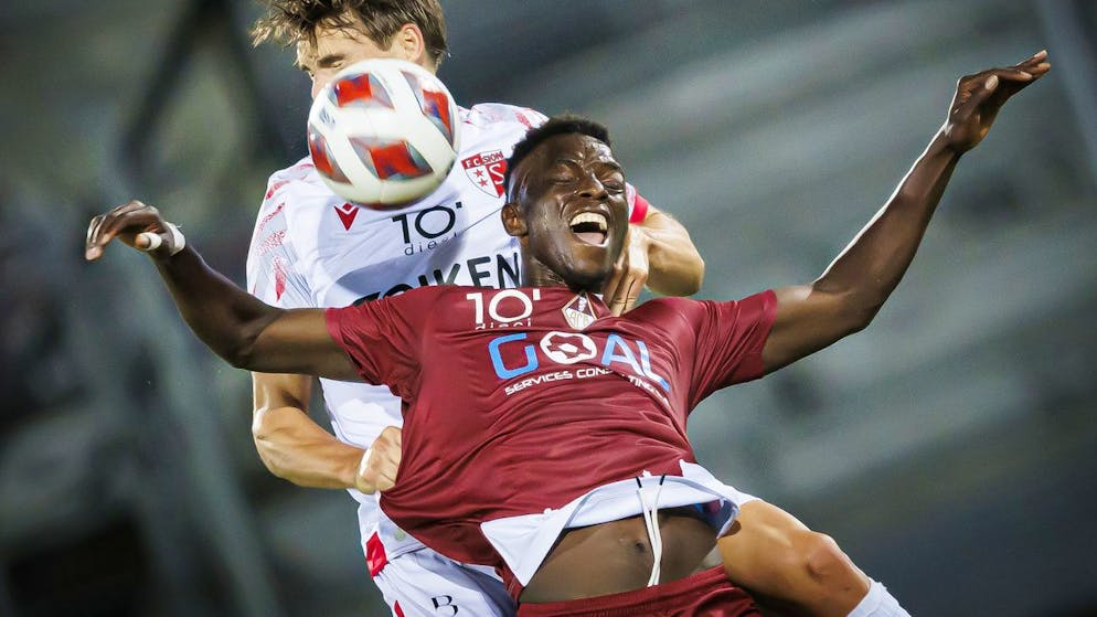 Le joueur tessinois Matar Dieye, droite, en août 2023