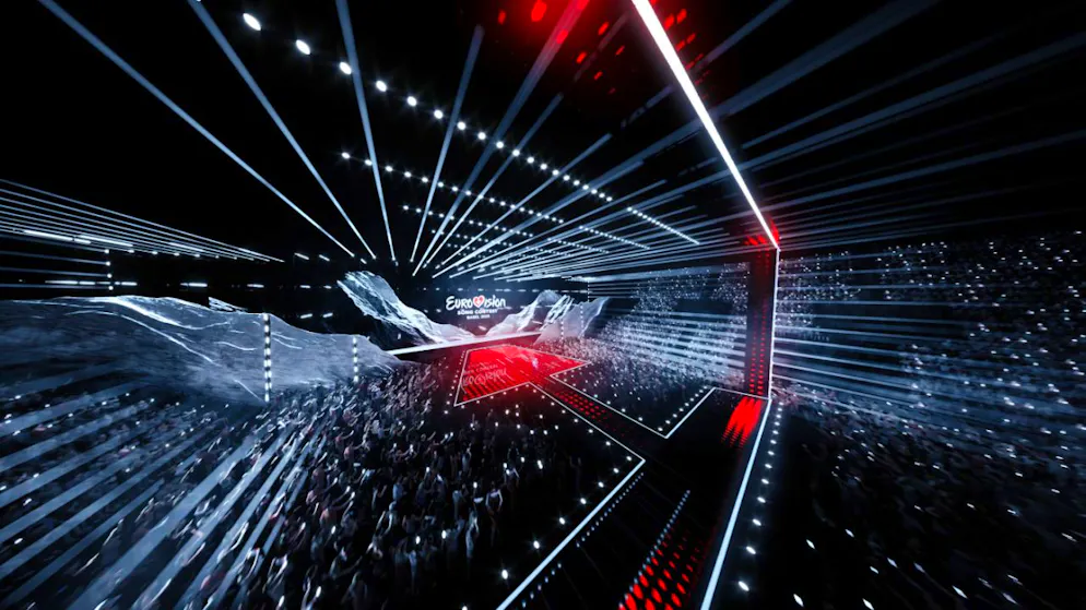 Die ESC-Auftritte in der Basler St. Jakobshalle werden in einer virtuellen Berglandschaft eingebettet sein.