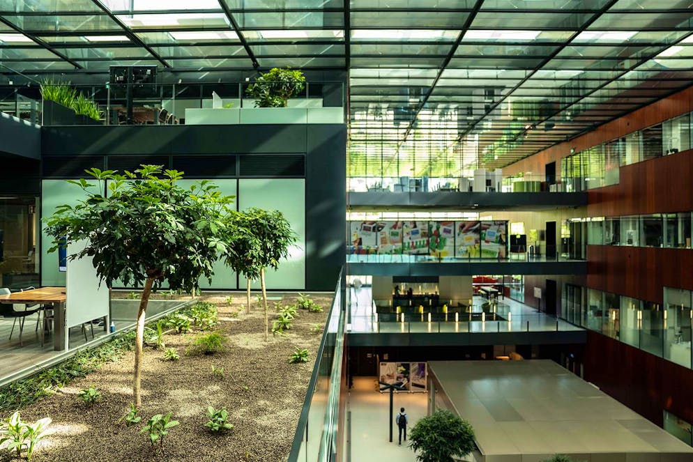 Im lichtdurchfluteten «Cube» arbeiten gegen 500 Spezialistinnen und Spezialisten.