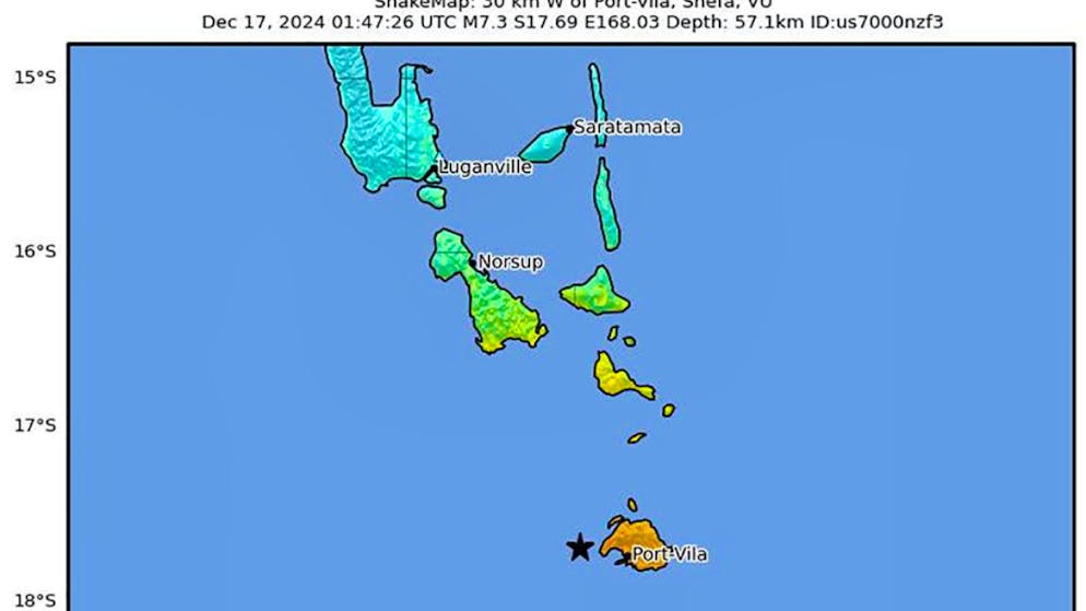 Sisma. Terremoto magnitudo 7.3 al largo di Vanuatu