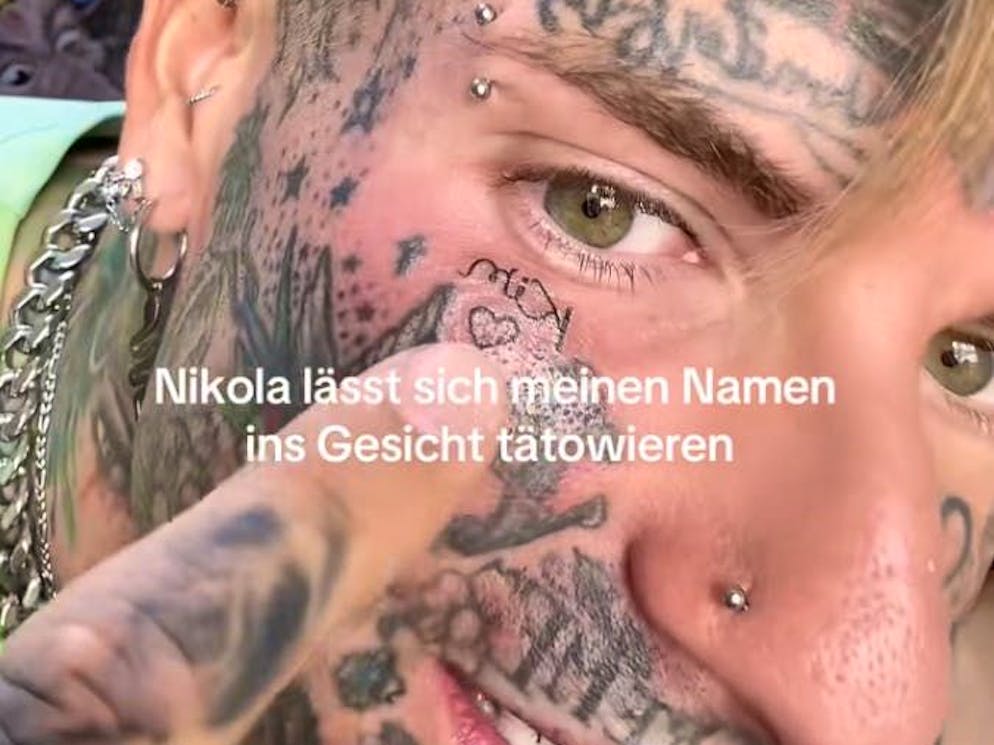 Reality TV star Nikola Glumac has had the name of his new love tattooed on his face.