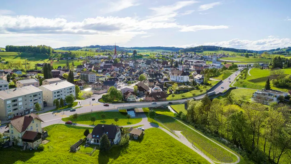 So soll die Umfahrungsstrasse beim Flecken in Beromünster dereinst aussehen. (Visualisierung)