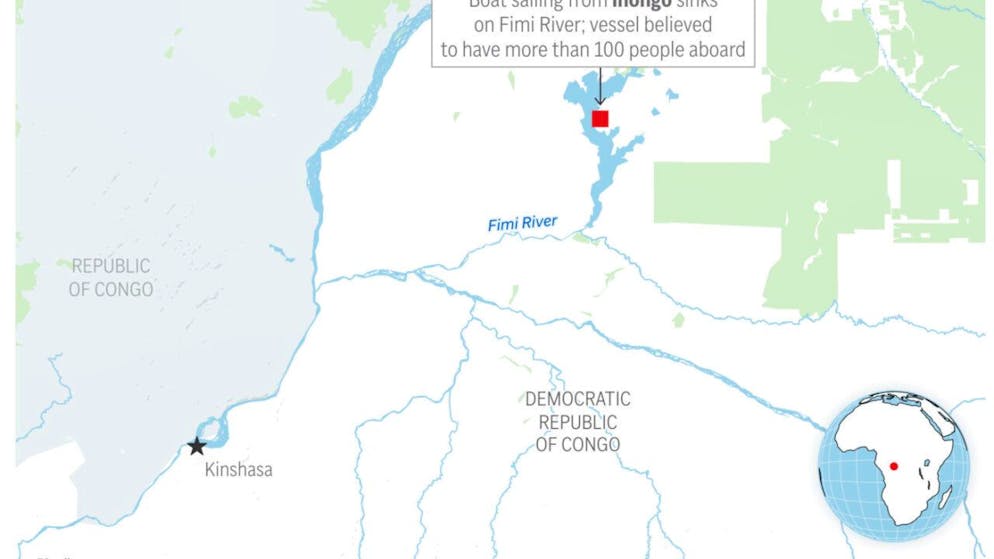 Si ritiene che a bordo dell'imbarcazione, partita dalla città di Inongo, a nord-est della capitale Kinshasa, ci fossero più di 100 passeggeri.