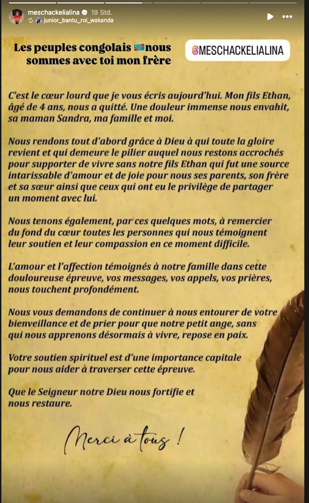 Mit diesem Brief wendet sich Meschack Elia an die Öffentlichkeit.