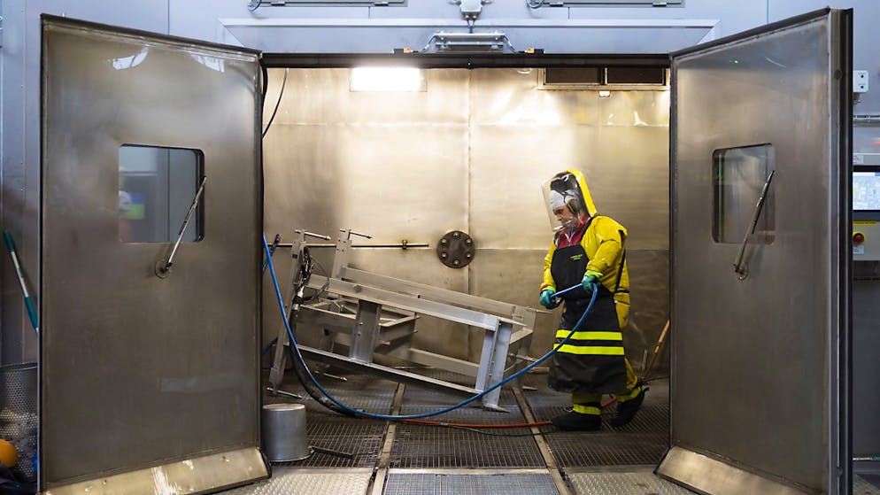 Der Rückbau des Kernkraftwerks Mühleberg geht gut voran - Gallery. Blick in die Nassdekontaminationsanlage.