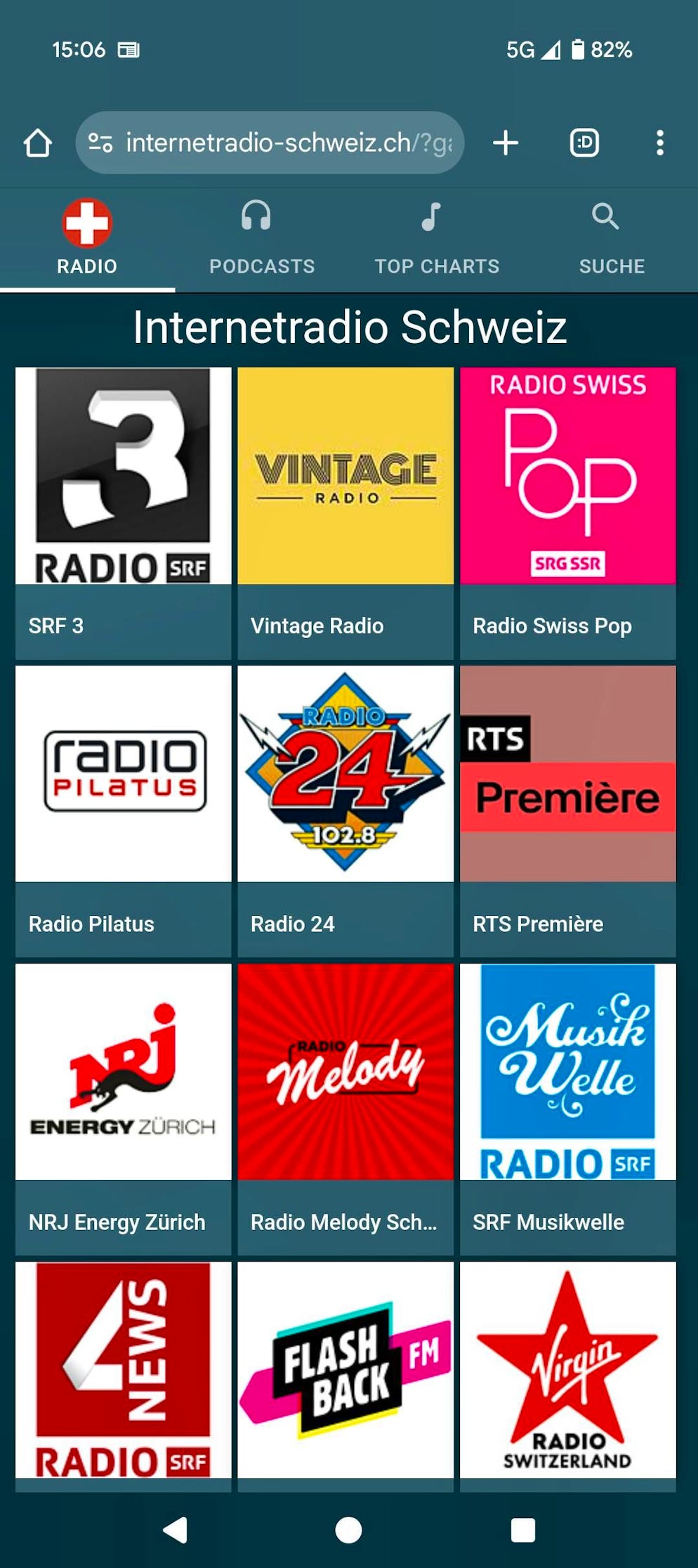 Internet-Radio Switzerland is available as an app, but also in the web view.