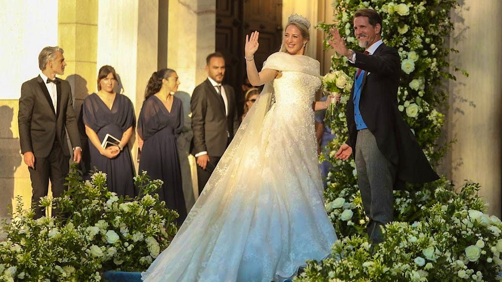 Crown Prince Pavlos of Greece accompanies Theodora of Greece and Denmark to the Metropolis of Athens, where her wedding to US lawyer Matthew Kumar took place in September. (archive picture)