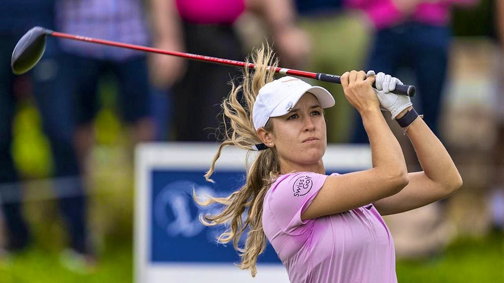 Chiara Tamburlini teeing off at the Swiss Ladies Open in Holzhäusern in June 2024