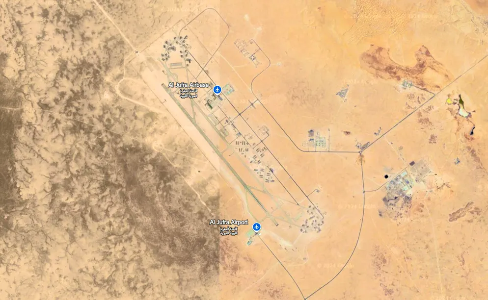 Russian-controlled airports in Libya. The <strong>al-Jufra</strong> base (3) was used by the Libyan Air Force from 1969 until the outbreak of the civil war in 2011. Russian transport planes from Syria landed here in December 2024, reports Radio Free Europe/Radio Liberty.