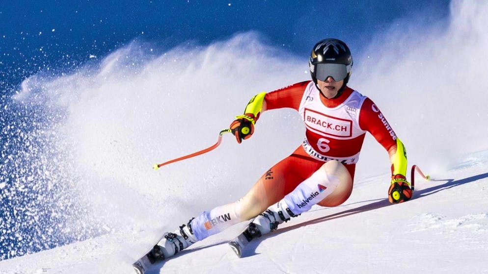 Lara Gut-Behrami puts in an attacking run in the Engadine snow