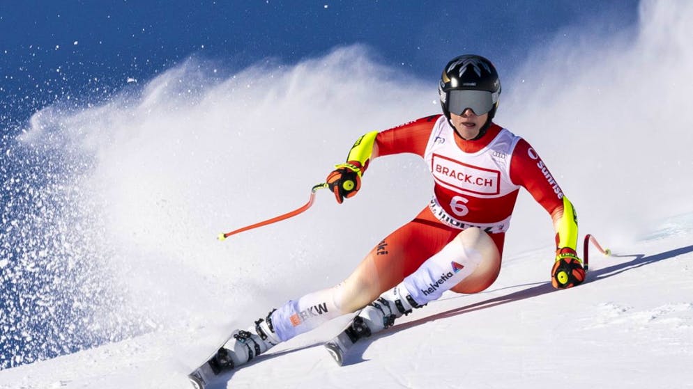 Lara Gut-Behrami legt eine angriffige Fahrt in den Engadiner Schnee