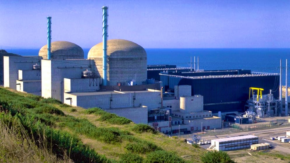 The Flamanville nuclear power plant is located not far from Cherbourg in Normandy by the sea.