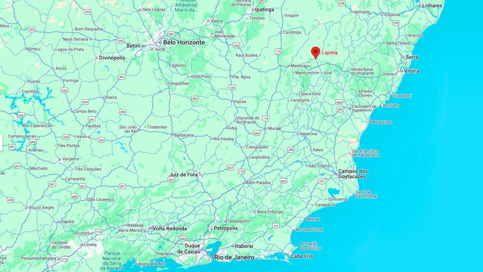 The accident occurred near the town of Lajinha in the state of Minas Gerais.