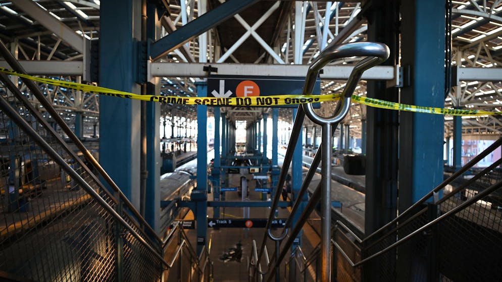 Die U-Bahn-Station in Brooklyn, nachdem eine Frau in einem Zug getötet wurde. (22. Dezember 2024)