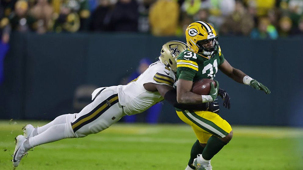 Der Konkurrenz enteilt: Green Bay Packers-Runningback Eanuel Wilson schneller als die Abwehr von New Orleans.