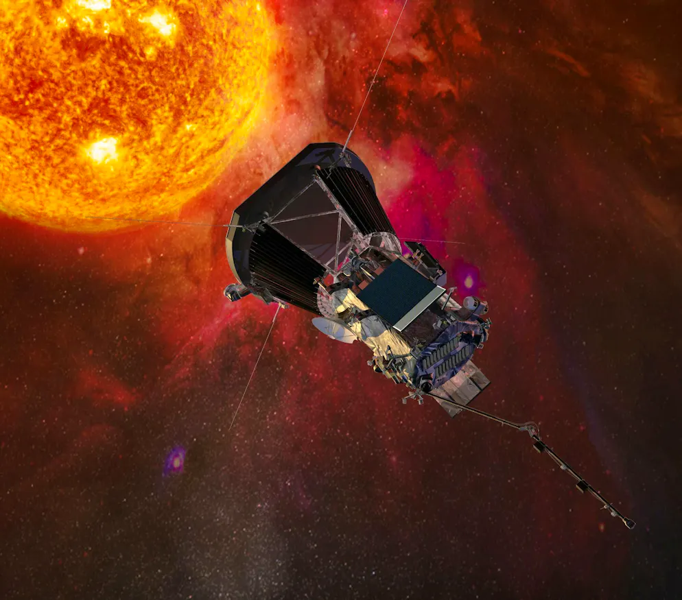 Probe passes near the sun in record time - Gallery. The computer graphic shows the "Parker Solar Probe" probe of the US space agency NASA on its way to the sun.